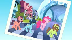 Size: 1920x1080 | Tagged: safe, derpibooru import, screencap, lonely hearts, northern song, pinkie pie, strawberry fields, ponified, earth pony, pony, party pooped, abbey road, beard, crystal empire, facial hair, george harrison, image, john lennon, jpeg, male, paul mccartney, pinko starr, pronking, stallion, the beatles, walking