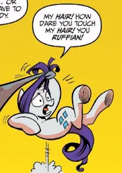 Size: 394x560 | Tagged: safe, artist:andypriceart, derpibooru import, idw, rarity, unicorn, comics, cropped, hair, image, jpeg, mane, purple hair, purple mane, rarity being rarity