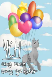 Size: 1945x2889 | Tagged: safe, artist:erein, derpibooru import, advertisement, any gender, any race, auction, auction open, balloon, cloud, commission, ears up, image, jpeg, simple background, sky, smiling, solo, ych sketch, your character here