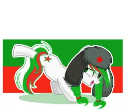 Size: 640x553 | Tagged: safe, artist:diniarvegafinahar, oc, ponified, unofficial characters only, earth pony, pony, badass, braid, bulgaria, female, flag, hat, image, jpeg, mare, nation ponies, open mouth, simple background, solo, ushanka, white background