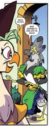 Size: 397x1009 | Tagged: safe, artist:andypriceart, derpibooru import, idw, official, captain celaeno, bird, parrot, my little pony: the movie, spoiler:comic, spoiler:comic100, birb, hat, image, implied lesbian, jpeg, nickname, ocypete, pirate, pirate hat, princess ocypete