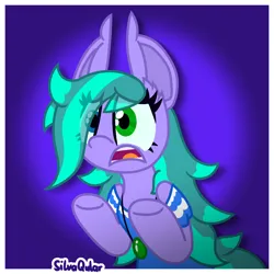 Size: 2100x2100 | Tagged: safe, artist:silvaqular, derpibooru import, oc, oc:cyanette, earth pony, pony, clone high, clothes, confused, desperate, dramatic, dress, female, hands of sincerity, heterochromia, image, jewelry, mare, multicolored hair, multicolored mane, necklace, png, reference, sad