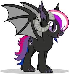 Size: 888x953 | Tagged: safe, artist:mlp-trailgrazer, derpibooru import, oc, oc:kage, unofficial characters only, dracony, dragon, hybrid, female, image, png, pride flag, simple background, solo, transparent background