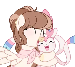 Size: 1202x1080 | Tagged: safe, artist:cstrawberrymilk, derpibooru import, oc, oc:strawberry milk, unofficial characters only, pegasus, pony, sylveon, female, image, mare, png, pokémon, simple background, solo, transparent background
