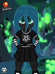 Size: 1624x2200 | Tagged: safe, artist:theminus, derpibooru import, queen chrysalis, human, equestria girls, clothes, equestria girls-ified, image, jpeg, open mouth, skirt, solo, younger