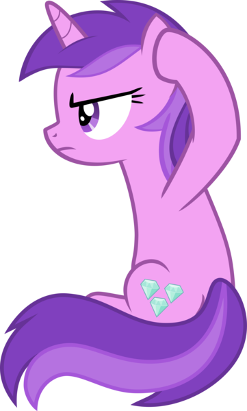 Size: 2103x3500 | Tagged: safe, artist:catachromatic, derpibooru import, amethyst star, pony, unicorn, rock solid friendship, .svg available, :c, >:c, amethyst star is not amused, annoyed, background pony, closed mouth, covering ears, female, frown, image, mare, png, show accurate, simple background, sitting, solo, transparent background, unamused, vector