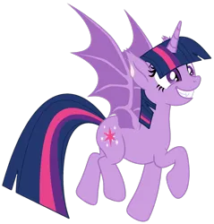 Size: 1635x1710 | Tagged: safe, artist:starshade, artist:twilyisbestpone, derpibooru import, twilight sparkle, twilight sparkle (alicorn), alicorn, bat pony, bat pony alicorn, pony, adorkable, base used, bat ears, bat eyes, bat ponified, bat wings, claws, cute, dork, ear tufts, fangs, female, flying, grin, horn, image, mare, png, race swap, raised hoof, simple background, slit pupils, smiling, solo, spread wings, transparent background, twiabetes, twibat, wing claws, wings