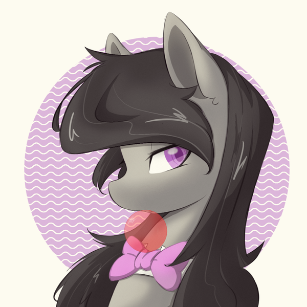 Size: 1080x1080 | Tagged: safe, artist:cirtierest, derpibooru import, octavia melody, earth pony, pony, bowtie, bubblegum, ear fluff, female, food, gum, image, looking at you, mare, png, simple background, solo