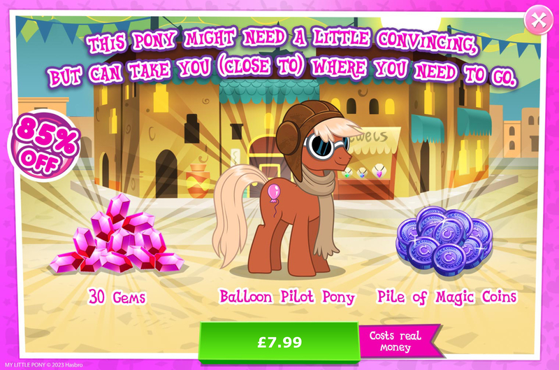 Size: 1964x1298 | Tagged: safe, derpibooru import, idw, official, unnamed character, unnamed pony, earth pony, pony, advertisement, aviator goggles, clothes, costs real money, english, gameloft, gem, goggles, hat, idw showified, image, jpeg, magic coins, male, mobile game, my little pony: magic princess, numbers, sale, scarf, solo, stallion, text