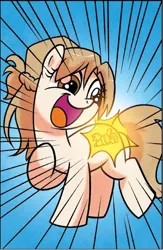 Size: 654x1002 | Tagged: safe, artist:agnesgarbowska, derpibooru import, idw, unnamed character, unnamed pony, earth pony, pegasus, pony, spoiler:comic, spoiler:comic60, background pony, binoculars, comic, female, filly, foal, happy, image, official comic, png