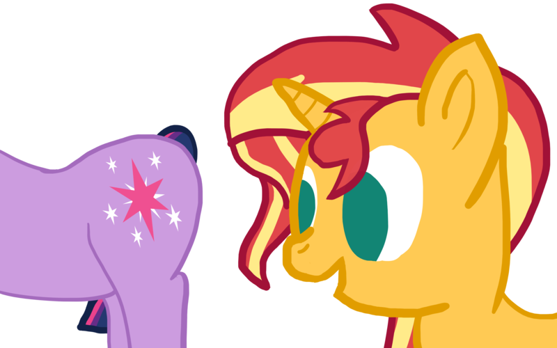 Size: 5887x3681 | Tagged: safe, artist:wissle, derpibooru import, sunset shimmer, twilight sparkle, pony, unicorn, absurd resolution, female, happy, image, implied lesbian, implied shipping, implied sunsetsparkle, mare, open mouth, png, simple background, smiling, transparent background