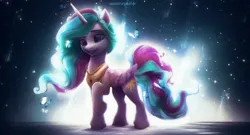 Size: 2004x1080 | Tagged: safe, artist:annaxeptable, derpibooru import, princess celestia, alicorn, butterfly, insect, pony, g5, g4, g4 to g5, generation leap, image, jewelry, jpeg, regalia, solo