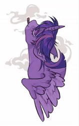 Size: 750x1184 | Tagged: artist needed, source needed, safe, derpibooru import, twilight sparkle, twilight sparkle (alicorn), alicorn, pony, blunt, drugs, highlight sparkle, image, jpeg, marijuana, no source available, simple background, smoking, spread wings, white background, wings