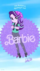 Size: 1080x1920 | Tagged: safe, artist:rodan00, derpibooru import, starlight glimmer, human, equestria girls, barbie, barbie (film), beanie hat, clothes, female, image, jpeg, mattel, poster, poster parody, solo, solo female