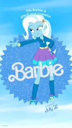 Size: 1080x1920 | Tagged: safe, artist:marcorulezzz, derpibooru import, trixie, human, equestria girls, accessory swap, barbie, barbie (film), image, jpeg, mattel, poster, poster parody, solo, the great and powerful