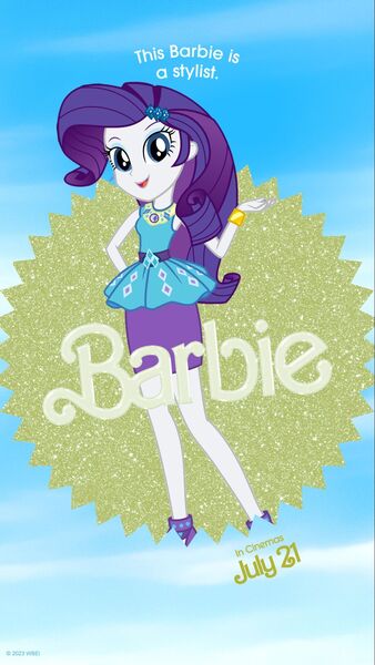 Size: 1080x1920 | Tagged: safe, artist:twilirity, derpibooru import, rarity, human, equestria girls, barbie, barbie (film), fashion, female, image, jpeg, mattel, poster, poster parody, rarity peplum dress