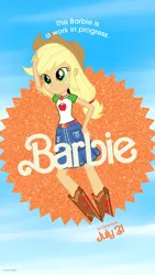 Size: 1080x1920 | Tagged: safe, artist:twilirity, derpibooru import, applejack, human, equestria girls, barbie, barbie (film), female, image, jpeg, mattel, poster, poster parody, solo