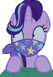 Size: 496x720 | Tagged: safe, derpibooru import, starlight glimmer, pony, unicorn, road to friendship, background removed, blanket, cloth gag, clothes, gag, help, help me, image, looking at someone, looking at something, png, scarf, scarf gag, starlight's gag