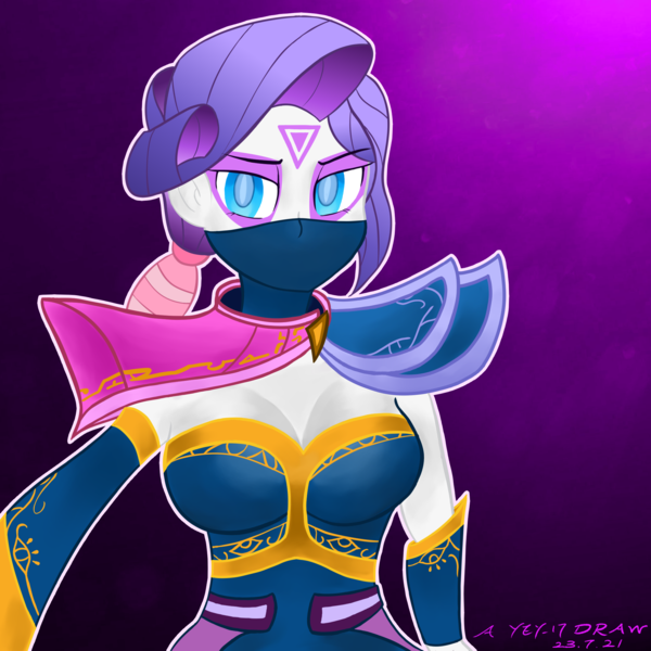 Size: 2048x2048 | Tagged: safe, artist:yey_17, derpibooru import, rarity, human, equestria girls, alternate hairstyle, crossover, dota 2, female, image, makeup, png, solo, templar assassin