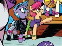 Size: 362x270 | Tagged: safe, artist:andypriceart, derpibooru import, idw, unnamed character, unnamed pony, earth pony, pony, spoiler:comic, spoiler:comic64, 80's fashion, 80s, 80s hair, big hair, boots, clothes, comic, denim, denim jacket, ear piercing, earring, everything old, fashion crisis, female, image, jacket, jewelry, manehattan, mare, official comic, piercing, png, shoes, watch