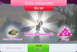 Size: 1268x857 | Tagged: safe, derpibooru import, official, gentiana, earth pony, pony, bag, bundle, bush, clothes, costs real money, english, female, filly, foal, gameloft, gem, image, jpeg, mare, mobile game, my little pony: magic princess, numbers, sale, shovel, solo, solo focus, text