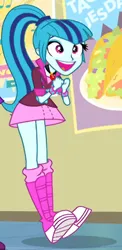 Size: 294x602 | Tagged: safe, derpibooru import, sonata dusk, equestria girls, rainbow rocks, animated, boots, clothes, cropped, cute, excited, image, non-animated gif, png, shoes, skirt, skirt lift, sonatabetes, taco tuesday