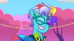 Size: 3072x1727 | Tagged: safe, derpibooru import, screencap, pegasus, pony, g5, my little pony: tell your tale, spoiler:g5, spoiler:my little pony: tell your tale, spoiler:tyts01e56, diva and conquer, fretlock, glasses, grin, image, jpeg, male, smiling, solo, stallion