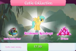 Size: 1267x855 | Tagged: safe, derpibooru import, official, sunshower raindrops, pegasus, pony, bundle, bush, costs real money, english, female, gameloft, gem, image, jpeg, mare, mobile game, my little pony: magic princess, numbers, sale, solo, solo focus, spread wings, text, wings