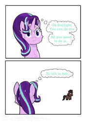 Size: 2480x3508 | Tagged: safe, artist:_healthpack_, derpibooru import, starlight glimmer, oc, pony, anxiety, comic, duo, female, image, jpeg, simple background, thought bubble, white background
