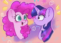 Size: 1872x1340 | Tagged: safe, artist:indigohatetrain, derpibooru import, pinkie pie, twilight sparkle, earth pony, pony, duo, female, image, lesbian, png, shipping, twinkie