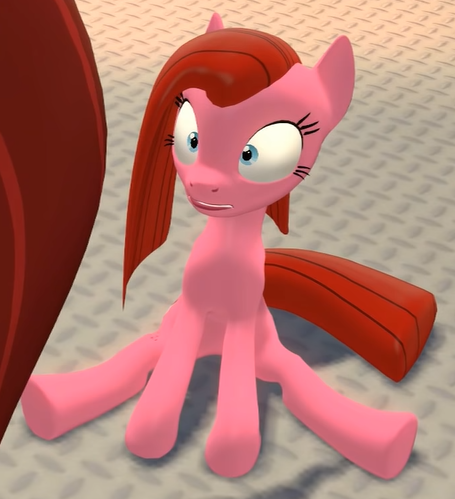 Size: 455x499 | Tagged: safe, artist:theinvertedshadow, derpibooru import, pinkie pie, earth pony, pony, elements of insanity, 3d, cute, female, gmod, image, looking at someone, looking up, mare, pinkamena diane pie, pinkis cupcake, pinkisbetes, png, shrunken pupils, sitting, surprised, the sad tale of pinkis cupcake