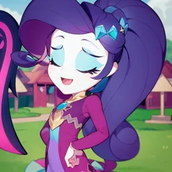 Size: 640x640 | Tagged: safe, artist:amadondawn, derpibooru import, machine learning generated, rarity, equestria girls, ai content, image, jpeg, solo