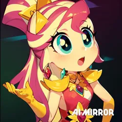 Size: 640x640 | Tagged: safe, artist:amadondawn, derpibooru import, sunset shimmer, equestria girls, ai content, crystal guardian, image, jpeg, solo