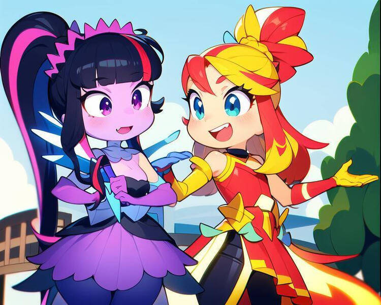 Size: 800x640 | Tagged: safe, artist:amadondawn, derpibooru import, sci-twi, sunset shimmer, twilight sparkle, equestria girls, crystal guardian, duo, image, jpeg