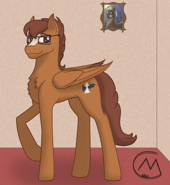 Size: 2683x2929 | Tagged: safe, artist:maître cervidé, derpibooru import, oc, oc:copper light, oc:titanium platinum light, pegasus, glasses, image, male, picture, png, solo