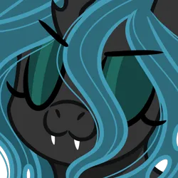 Size: 1000x1000 | Tagged: safe, artist:emberslament, derpibooru import, queen chrysalis, changeling, pony, eyes closed, eyeshadow, fangs, female, image, makeup, mare, png, simple background, transparent background, uwu