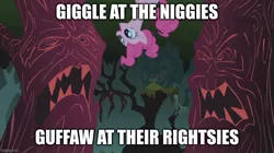 Size: 888x499 | Tagged: safe, derpibooru import, edit, edited screencap, screencap, pinkie pie, earth pony, pony, friendship is magic, caption, cartoon physics, female, g4, image, image macro, in which pinkie pie forgets how to gravity, jpeg, laughter song, mare, pinkie being pinkie, pinkie physics, solo, text, upside down