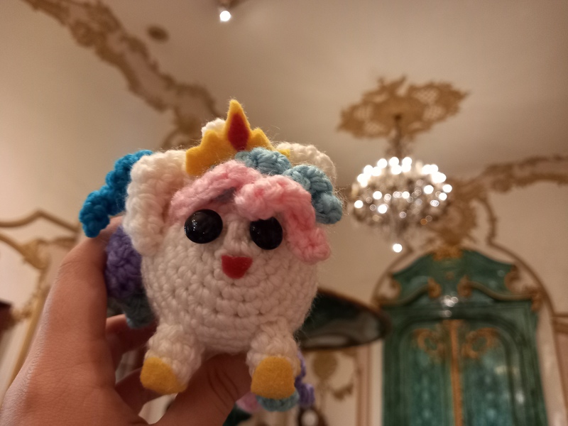 Size: 4000x3000 | Tagged: safe, artist:casquitos kawaii, derpibooru import, princess celestia, alicorn, pony, amigurumi, castle, crochet, handmade, image, irl, jpeg, mexico, photo, plushie, solo