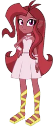 Size: 323x772 | Tagged: dead source, source needed, safe, derpibooru import, oc, oc:mezma, unofficial characters only, siren, equestria girls, clothes, disguise, disguised siren, dress, female, hand on hip, image, photo, png, sandals, simple background, solo, solo female, transparent background