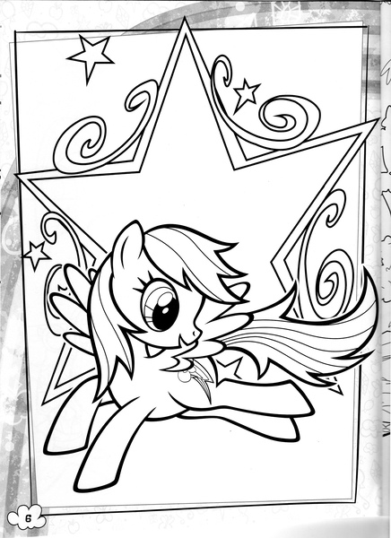 Size: 2550x3509 | Tagged: safe, derpibooru import, official, rainbow dash, pegasus, pony, black and white, coloring book, coloring page, female, flying, grayscale, image, jpeg, mare, monochrome, open mouth, open smile, pinkie's pony palooza coloring book, smiling, solo, spread wings, stock vector, wings