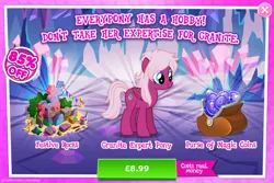 Size: 1953x1301 | Tagged: safe, derpibooru import, idw, official, unnamed character, unnamed pony, pegasus, pony, advertisement, bush, costs real money, english, female, folded wings, gameloft, idw showified, image, jpeg, magic coins, mare, mobile game, my little pony: magic princess, numbers, paint, paint can, pencil, rock, sale, solo, solo focus, text, wings