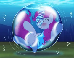 Size: 708x553 | Tagged: safe, artist:bladedragoon7575, derpibooru import, pinkie pie, bubble, bubble solution, cute, diapinkes, female, image, in bubble, jpeg, pinkie being pinkie, puffy cheeks, underwater, water