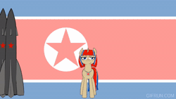 Size: 520x293 | Tagged: safe, artist:ivacher comix, derpibooru import, oc, ponified, pony, animated, gif, image, missile, nation ponies, north korea, solo