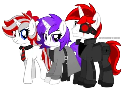 Size: 1000x721 | Tagged: safe, artist:jennieoo, derpibooru import, oc, oc:atlas, oc:diamond storm, oc:jewel, cyborg, cyborg pony, pony, unicorn, clothes, coat, image, looking at you, necktie, png, show accurate, simple background, smiling, smiling at you, transparent background, vector