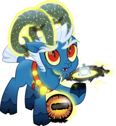Size: 4635x5024 | Tagged: safe, artist:lincolnbrewsterfan, derpibooru import, grogar, sheep, my little pony: the movie, the beginning of the end, the ending of the end, .svg available, bell, bell collar, cloven hooves, collar, collar ring, crystal ball, curved horn, eyebrows, fangs, floppy ears, g4, glow, grogar's bell, grogar's orb, harness, hoof heart, horn, image, inkscape, jewelry, levitation, long horn, looking up, magic, magic aura, male, mist, movie accurate, one ear down, png, ram, red eyes, ring, ringlets, short tail, simple background, slit pupils, solo, tack, tail, telekinesis, transparent background, underhoof, upside-down hoof heart, vector