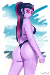 Size: 1931x2854 | Tagged: suggestive, artist:cadblank, derpibooru import, sci-twi, twilight sparkle, human, equestria girls, ass, bikini, butt, clothes, female, image, panties, png, sci-twibutt, solo, solo female, swimsuit, thong, thong swimsuit, twibutt, underwear