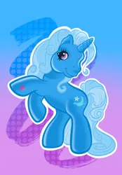 Size: 640x917 | Tagged: safe, artist:art_alanis, derpibooru import, trixie, pony, unicorn, g3, g4, g4 to g3, generation leap, image, jpeg, looking at you, rearing, smiling, solo