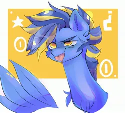 Size: 3000x2695 | Tagged: safe, artist:madiwann, derpibooru import, oc, oc:shining trophy, unofficial characters only, pegasus, pony, image, jpeg, male, simple background, smiling, tongue out, wings