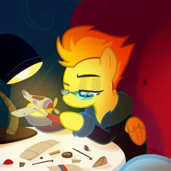 Size: 1080x1080 | Tagged: artist needed, source needed, safe, derpibooru import, spitfire, pegasus, pony, female, image, jpeg, model, plane, screwdriver, solo