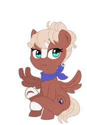 Size: 525x750 | Tagged: safe, artist:maeve, derpibooru import, oc, oc:penny banks, pegasus, pony, blonde, blue necktie, female, image, mare, pegasus oc, png, sitting, wings